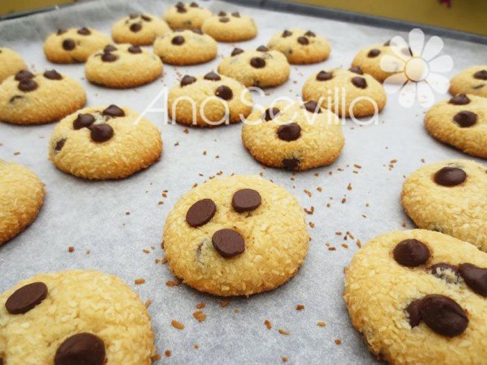 Mini-cookies de coco y chocolate