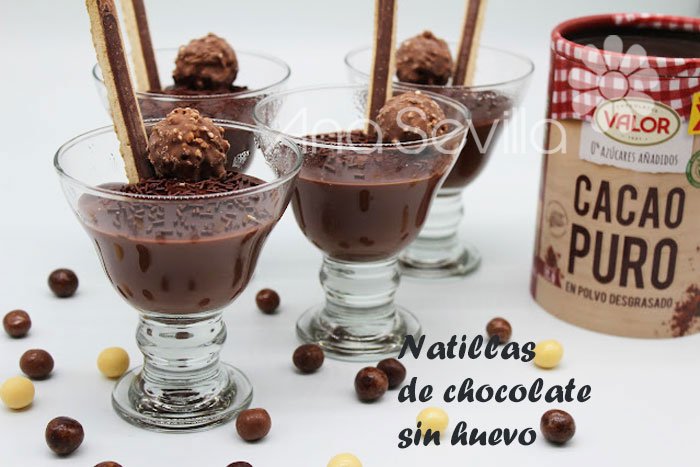 Natillas de chocolate sin huevo
