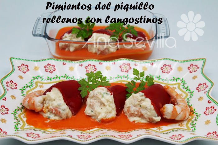 Pimientos del piquillo rellenos con langostinos