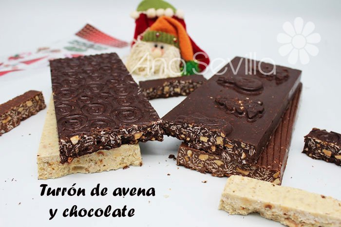 Turrón de avena, chocolate y aceite de oliva