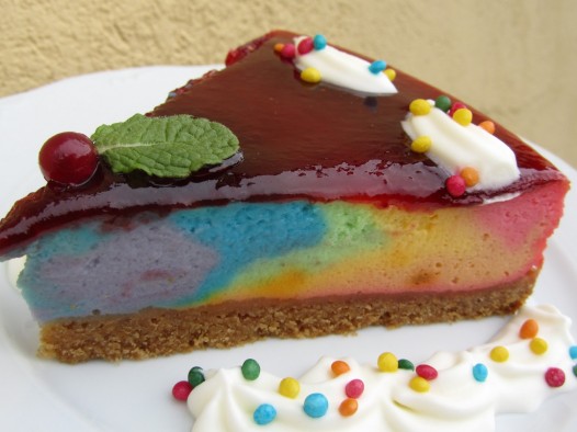 Tarta de queso arco iris