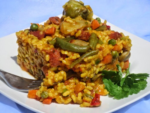 Arroz de menestra con jamón