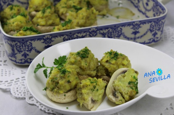 Champiñones rellenos de tortilla