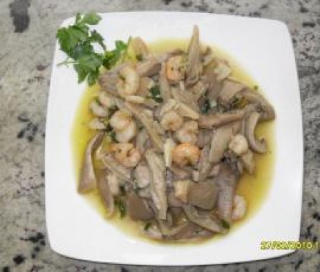 Setas con gambas al ajillo con Thermomix