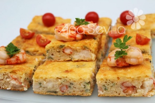 Pastel de bacalao y gambones