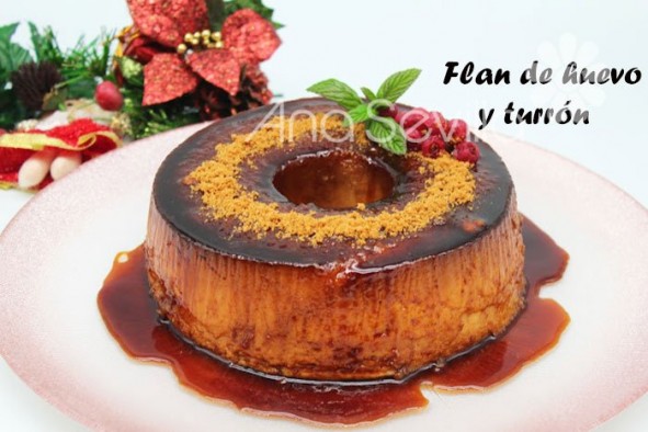 Flan de huevo y turrón