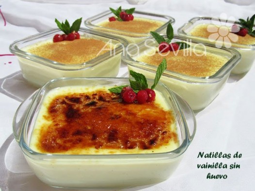 Natillas de vainilla (Sin huevo)