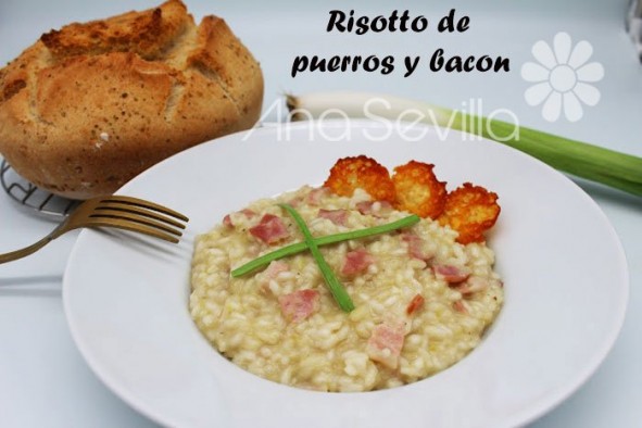 Risotto de puerros y bacon