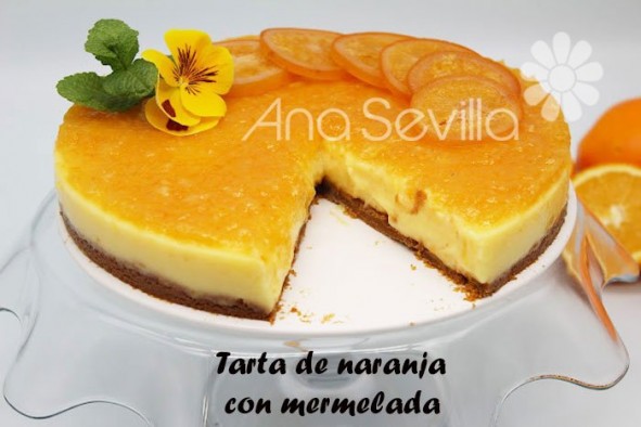 Tarta de naranja con mermelada