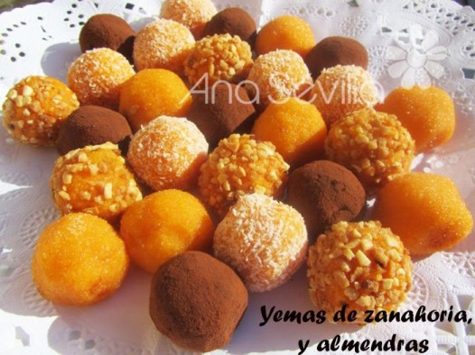 Yemas de zanahoria y almendras