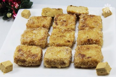 Leche frita de turrón