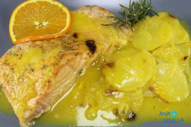 Salmón en salsa de naranja