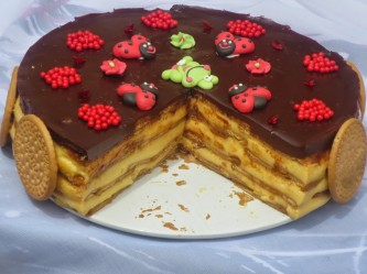 Tarta de galletas y flan