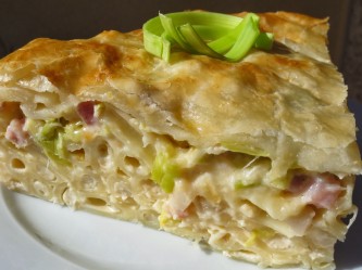 Pastel de macarrones a la carbonara