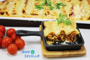 Canelones de pollo y verduras