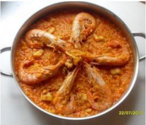 Sepia con gambas y arroz