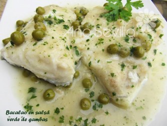 Bacalao en salsa verde de gambas