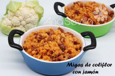 Migas de coliflor con jamón