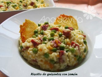 Risotto de guisantes con jamón