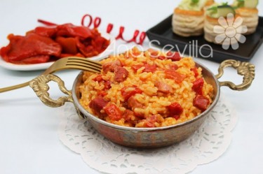 Risotto de lacón y pimientos asados