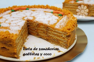 Tarta de galletas, zanahoria y coco