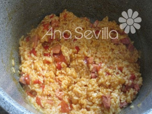 Risotto de lacón y pimientos asados olla GM