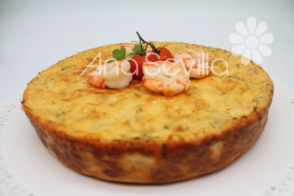 Pastel de bacalao y gambones olla GM