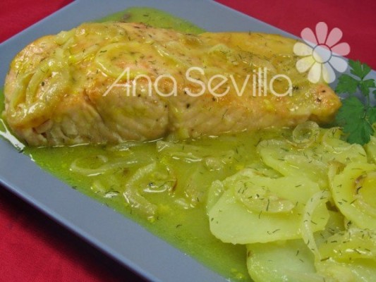 Salmón en salsa de naranja olla GM