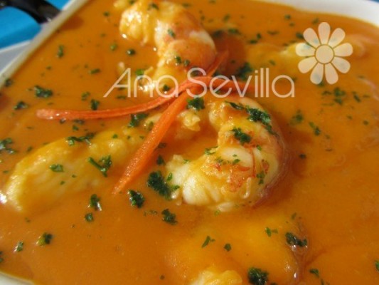 Crema de gambas y pescado Thermomix