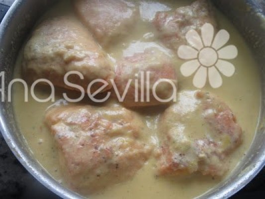 Solomillo guisado en salsa de almendras