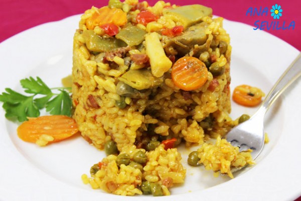 Arroz de menestra con jamón