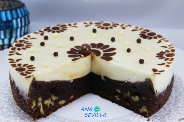 Tarta de brownie y flan