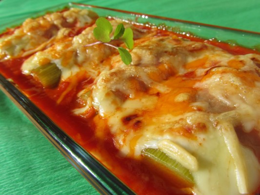 Canelones de puerro lights