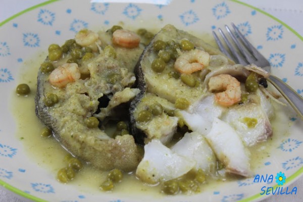 Bacalao en salsa verde de gambas