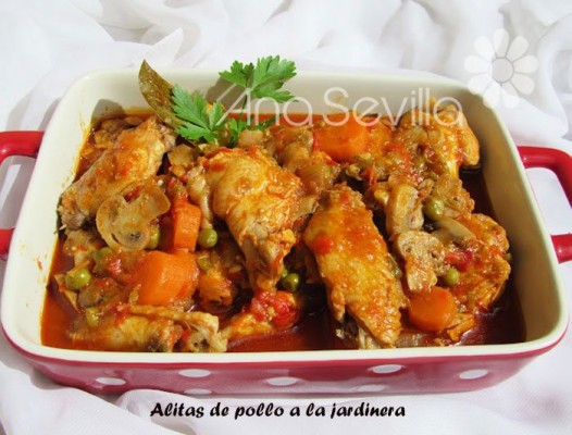 Alitas de pollo a la jardinera