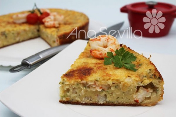 Pastel de bacalao y gambones