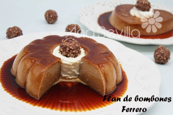 Flan de bombones Ferrero sin horno