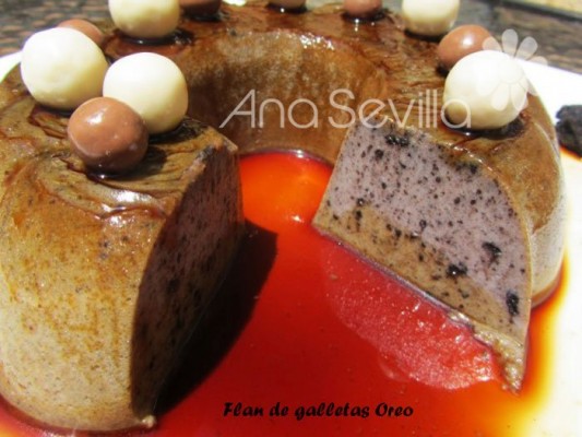 Flan de galletas oreo