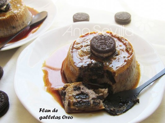 Flan de galletas oreo