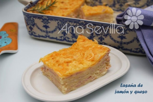 Lasaña exprés de jamón y queso