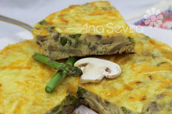 Pastel de champiñones y espárragos