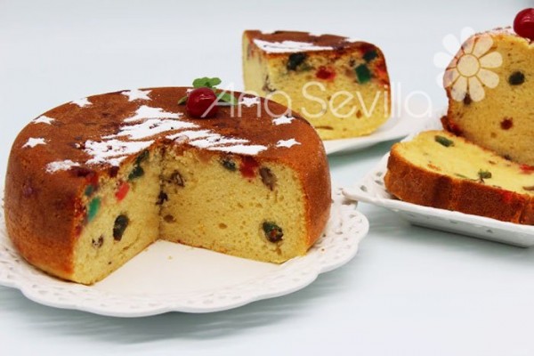 Plum-cake de frutas escarchadas de aceite de oliva