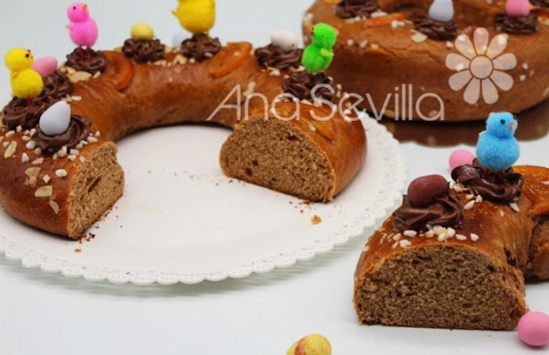 Rosca de Pascua de chocolate y naranja