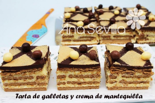 Tarta de galletas y crema de mantequilla