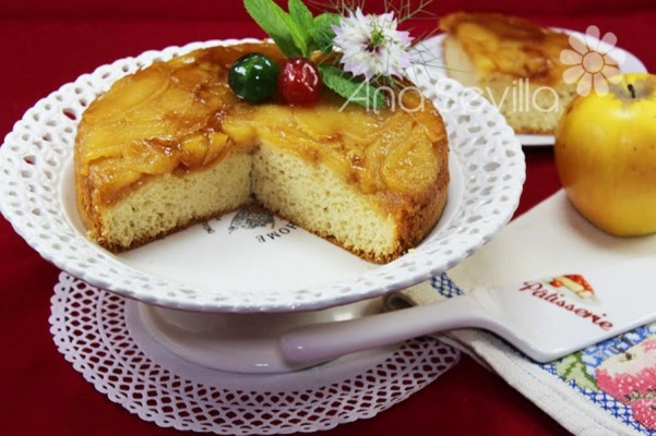 Tarta tatín de manzana y bizcocho