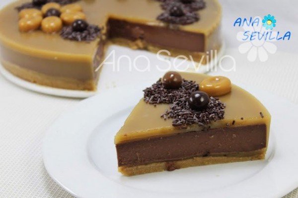 Tarta de chocolate y caramelo porción Thermomix