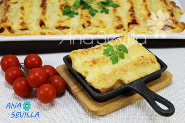 Canelones de pollo y verduras 