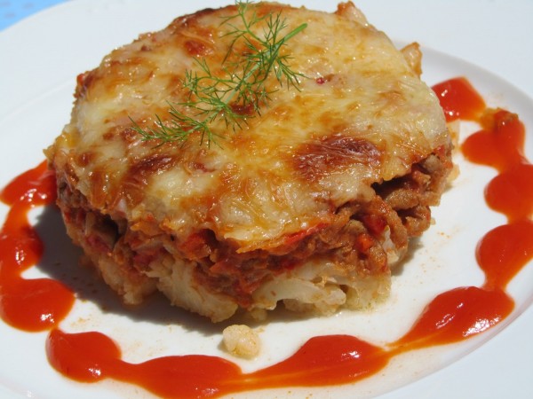 Coliflor a la boloñesa, tomate y carne Ana Sevilla