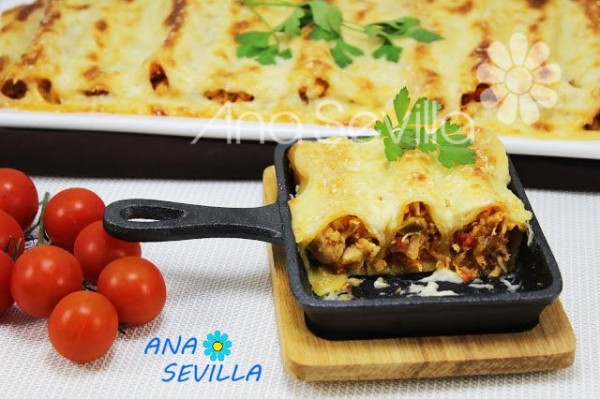 Canelones de pollo y verduras Thermomix