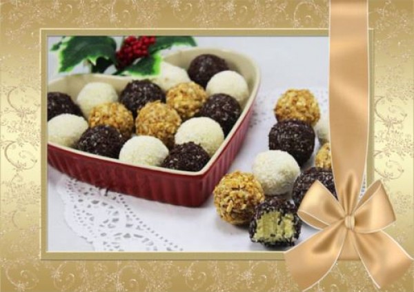 Trufas de chocolate blanco montaje